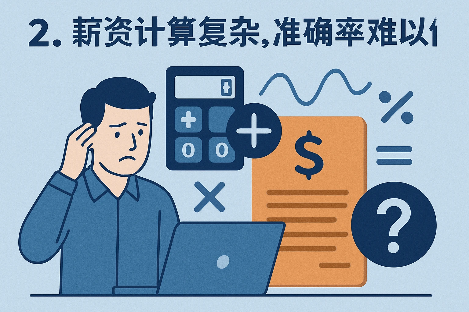2. 薪资计算复杂，准确率难以保证