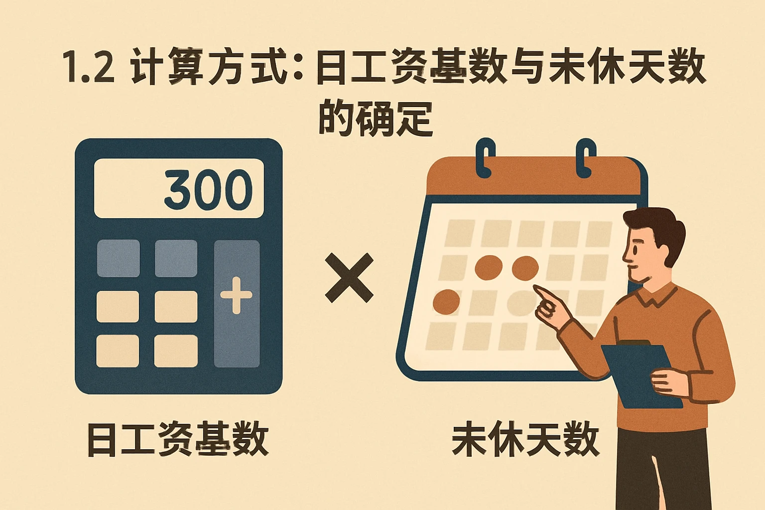 1.2 计算方式：日工资基数与未休天数的确定