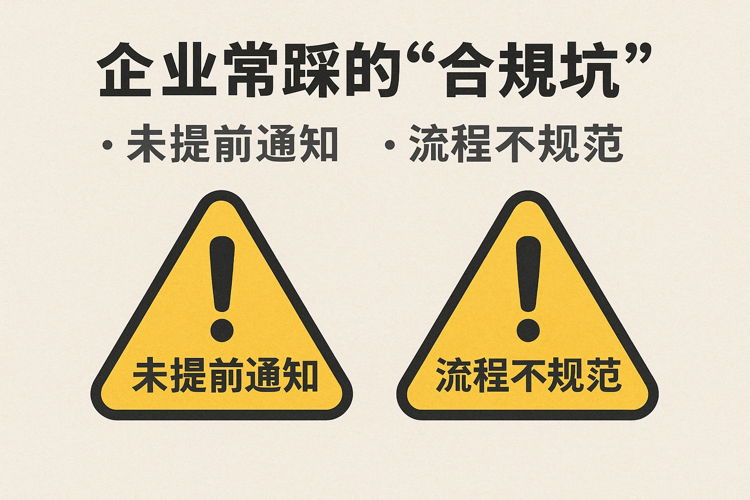 2. 企业常踩的“合规坑”：“未提前通知”与“流程不规范”