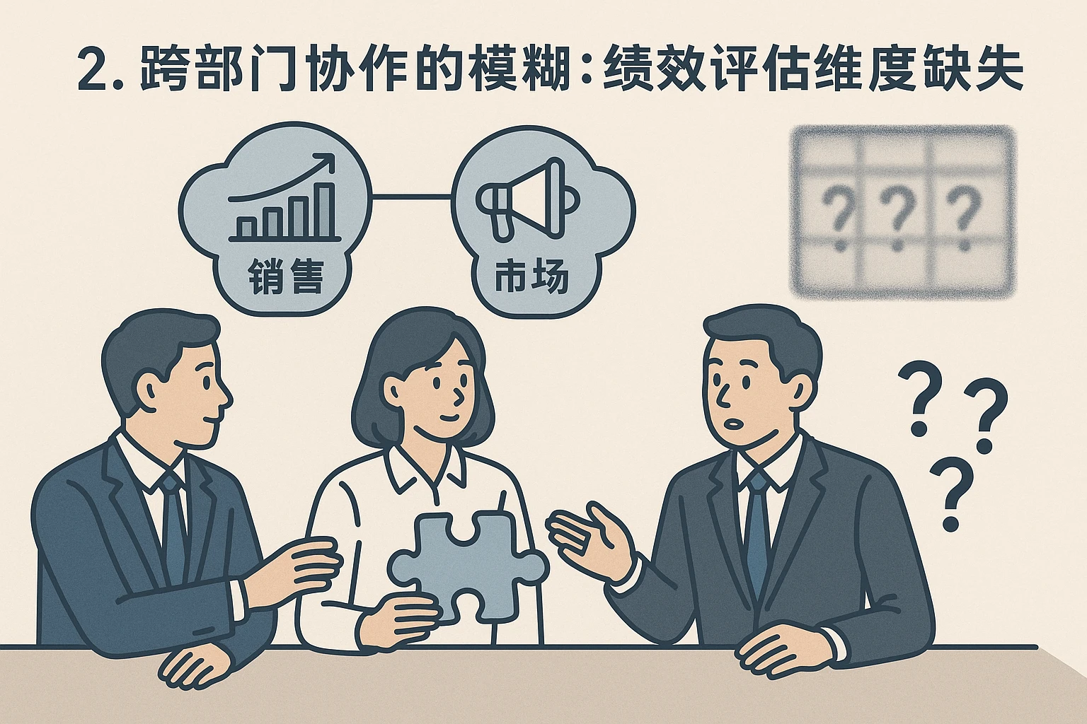 2. 跨部门协作的模糊：绩效评估维度缺失