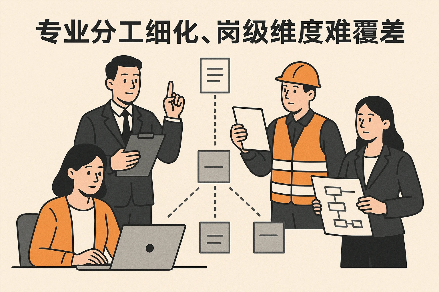 2. 专业分工细化，岗级维度难覆盖