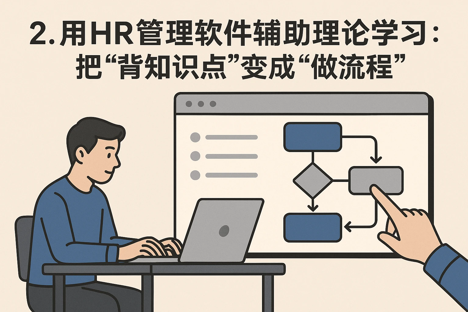 2. 用HR管理软件辅助理论学习：把“背知识点”变成“做流程”