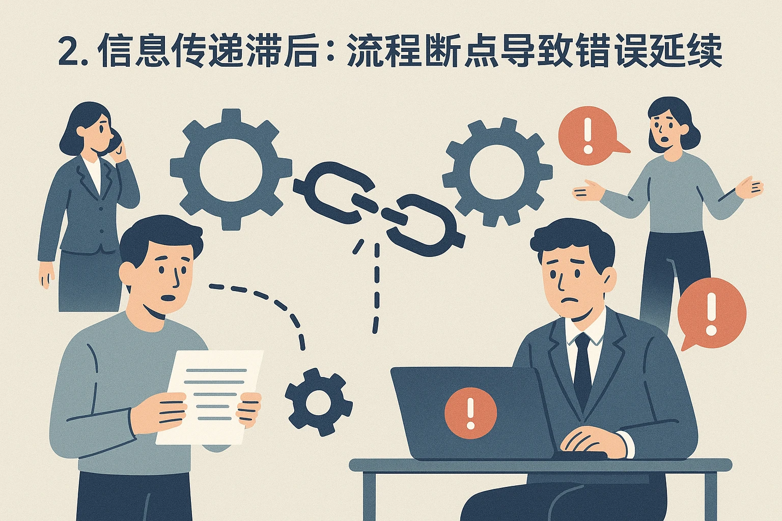 2. 信息传递滞后：流程断点导致错误延续