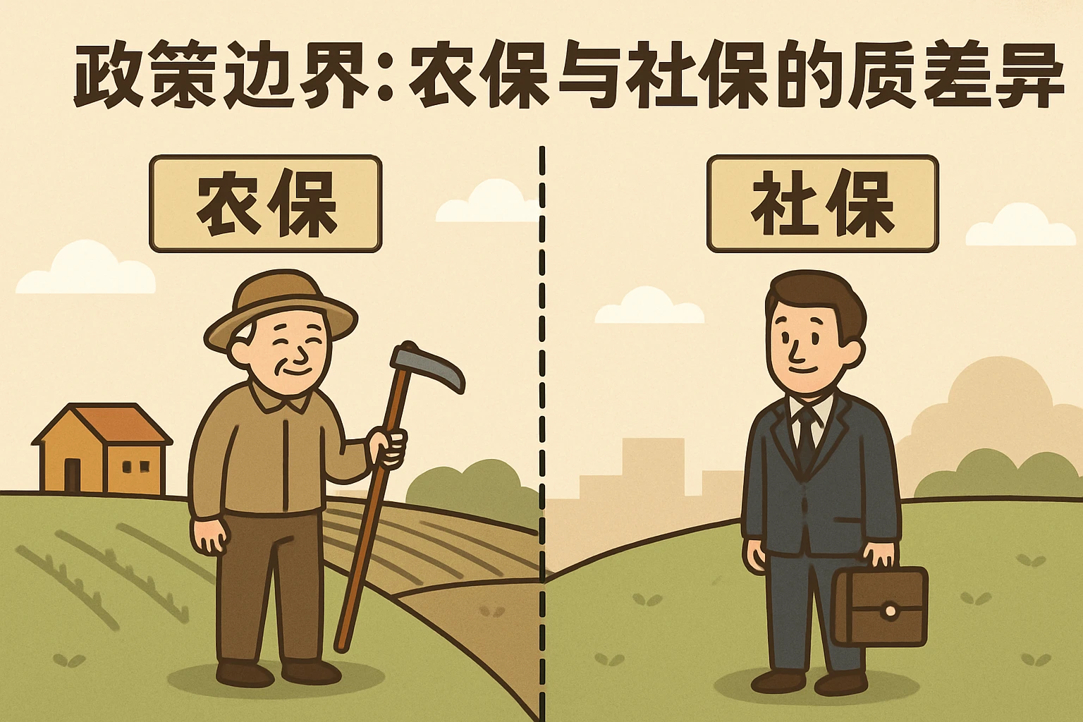 （1）政策边界：农保与社保的本质差异