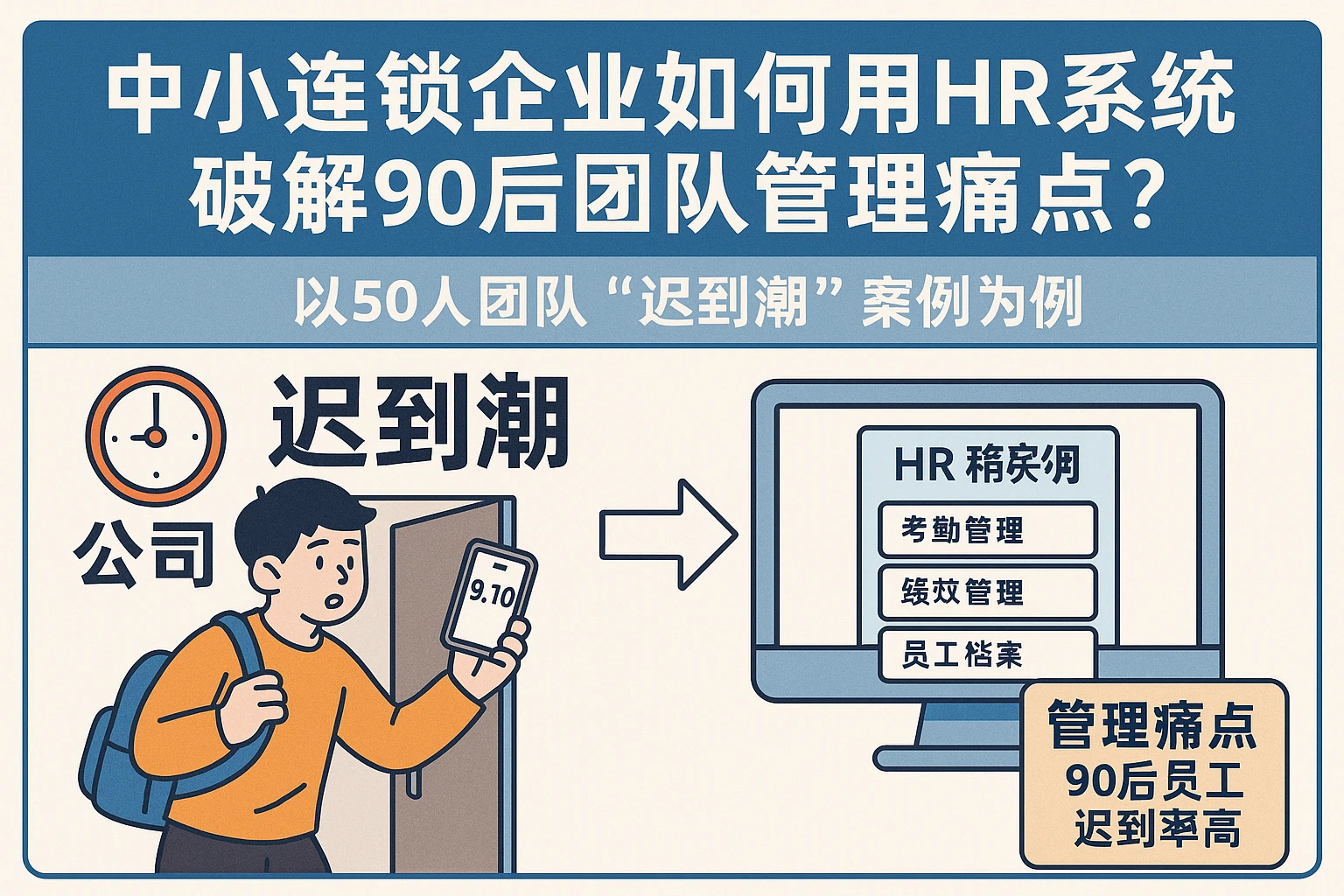 中小连锁企业如何用HR系统破解90后团队管理痛点？以50人团队“迟到潮”案例为例