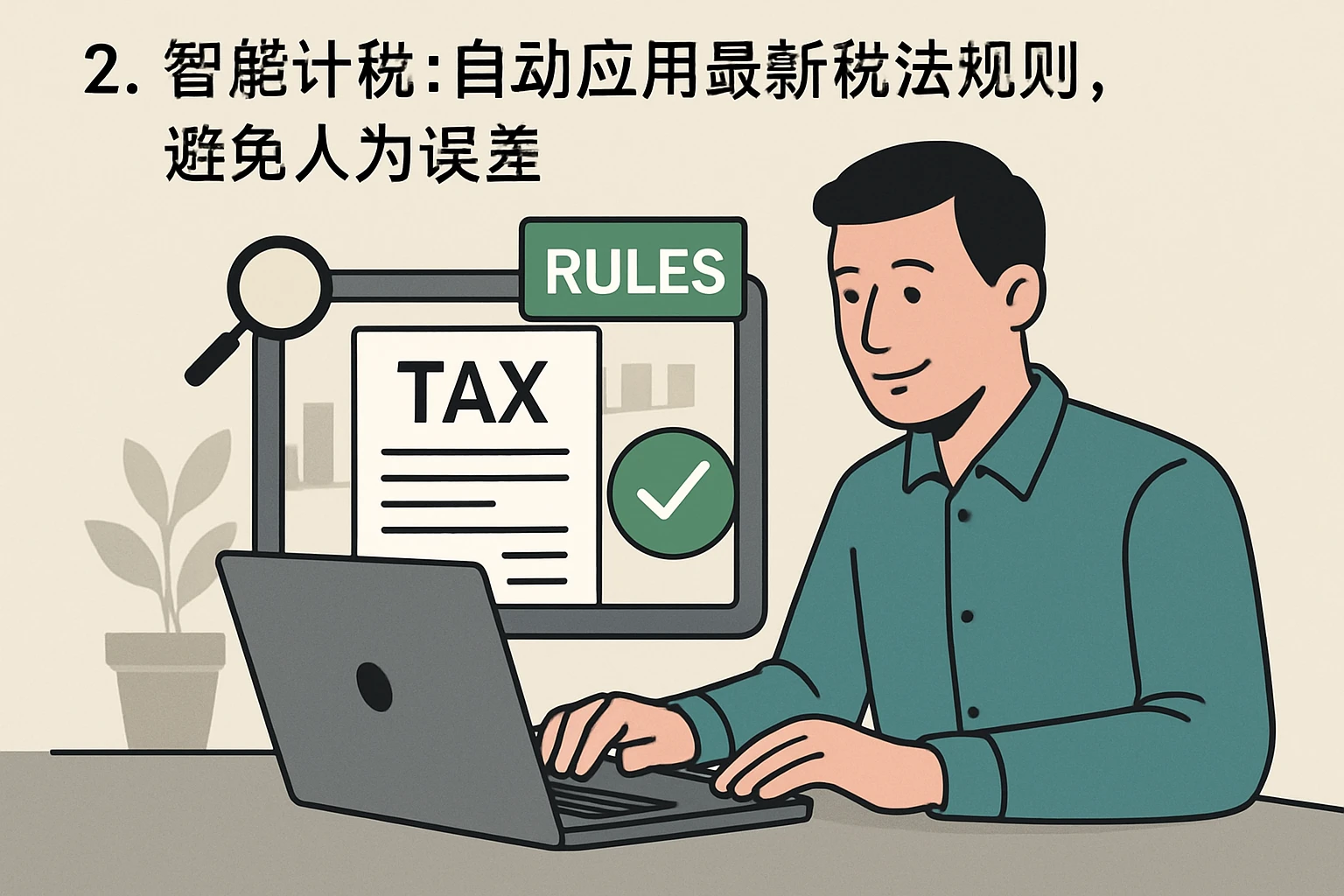 2. 智能计税：自动应用最新税法规则，避免人为误差