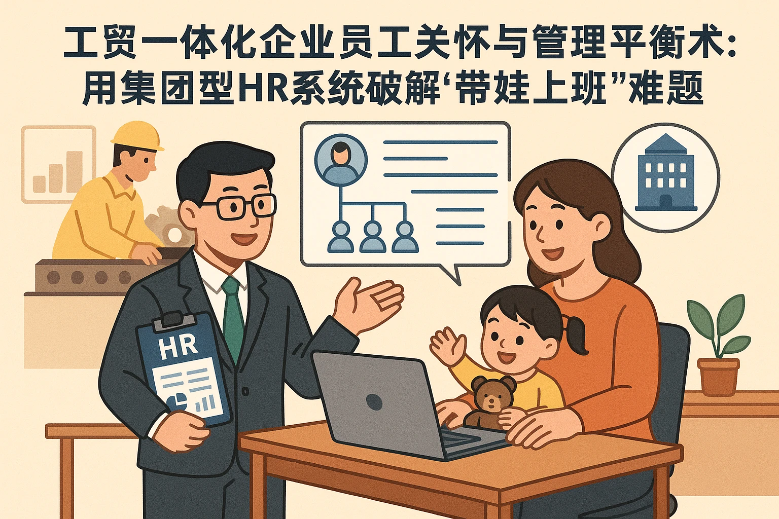 工贸一体化企业员工关怀与管理平衡术：用集团型HR系统破解“带娃上班”难题