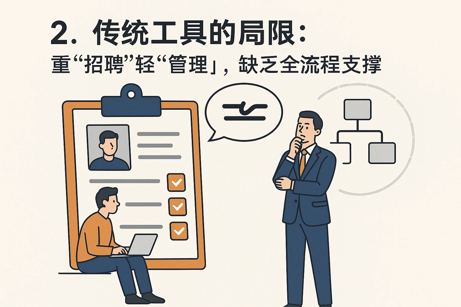 2. 传统工具的局限：重“招聘”轻“管理”，缺乏全流程支撑