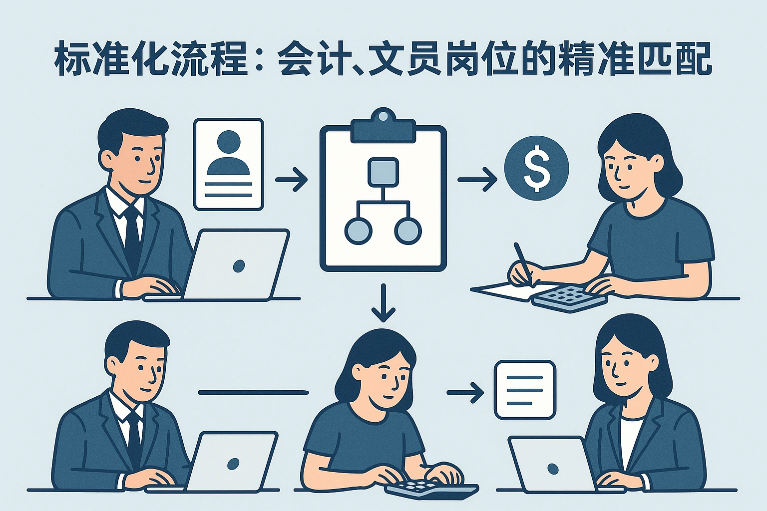 2. 标准化流程：会计、文员岗位的精准匹配