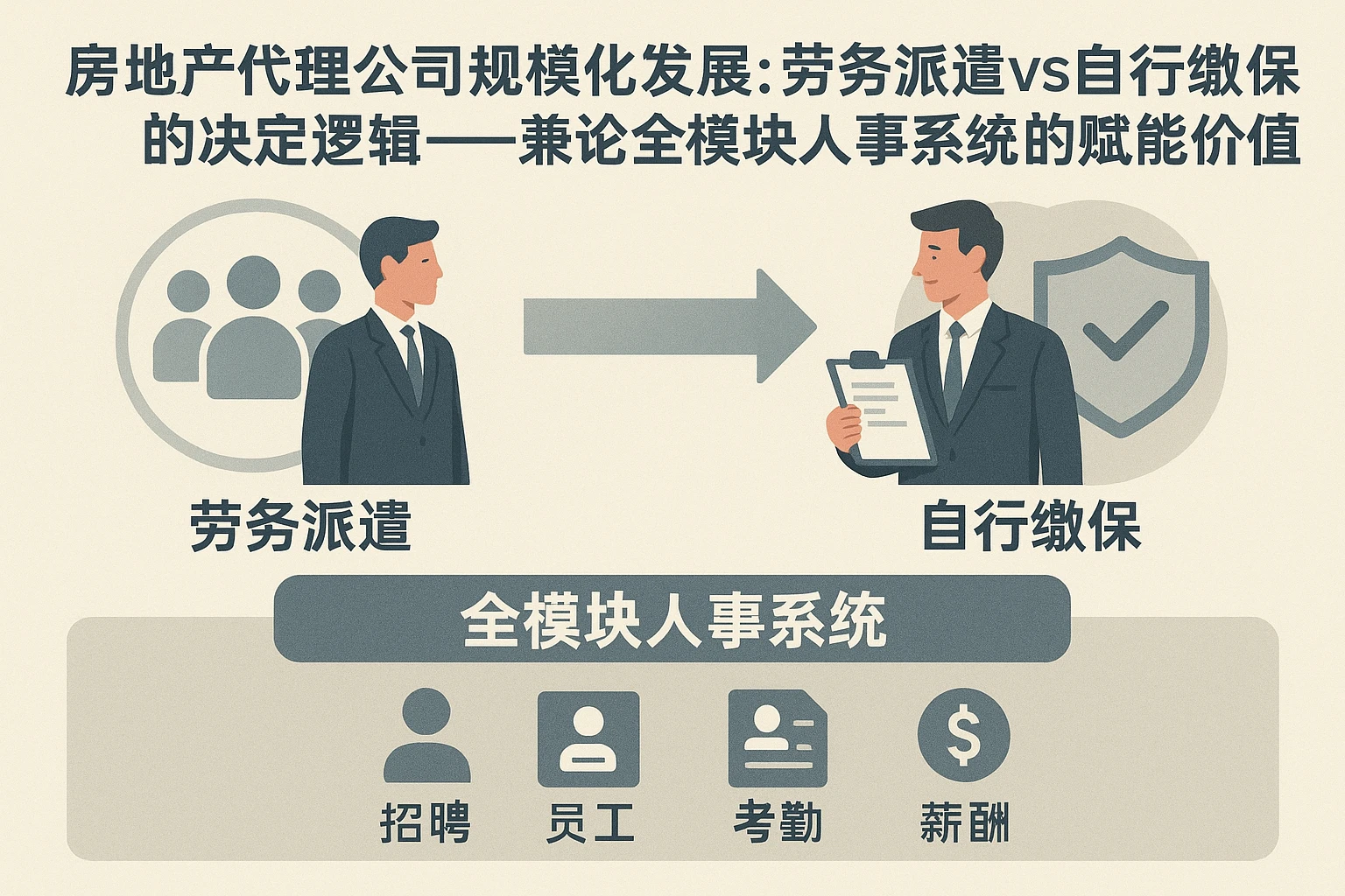 房地产代理公司规模化发展：劳务派遣vs自行缴保的决策逻辑——兼论全模块人事系统的赋能价值