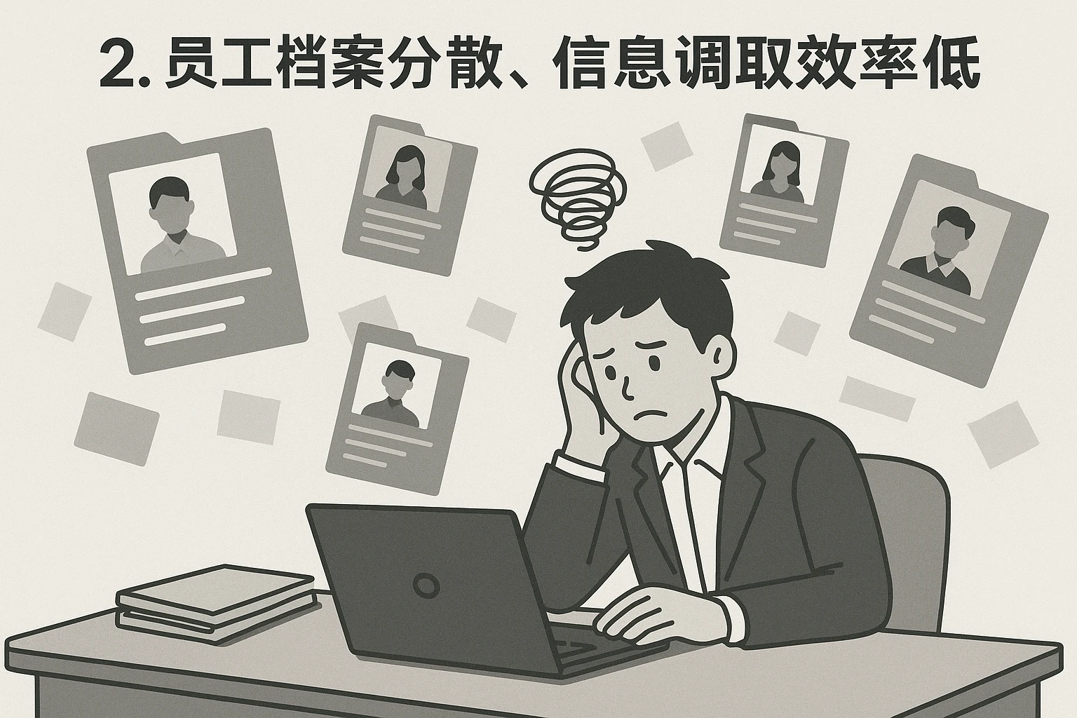 2. 员工档案分散，信息调取效率低