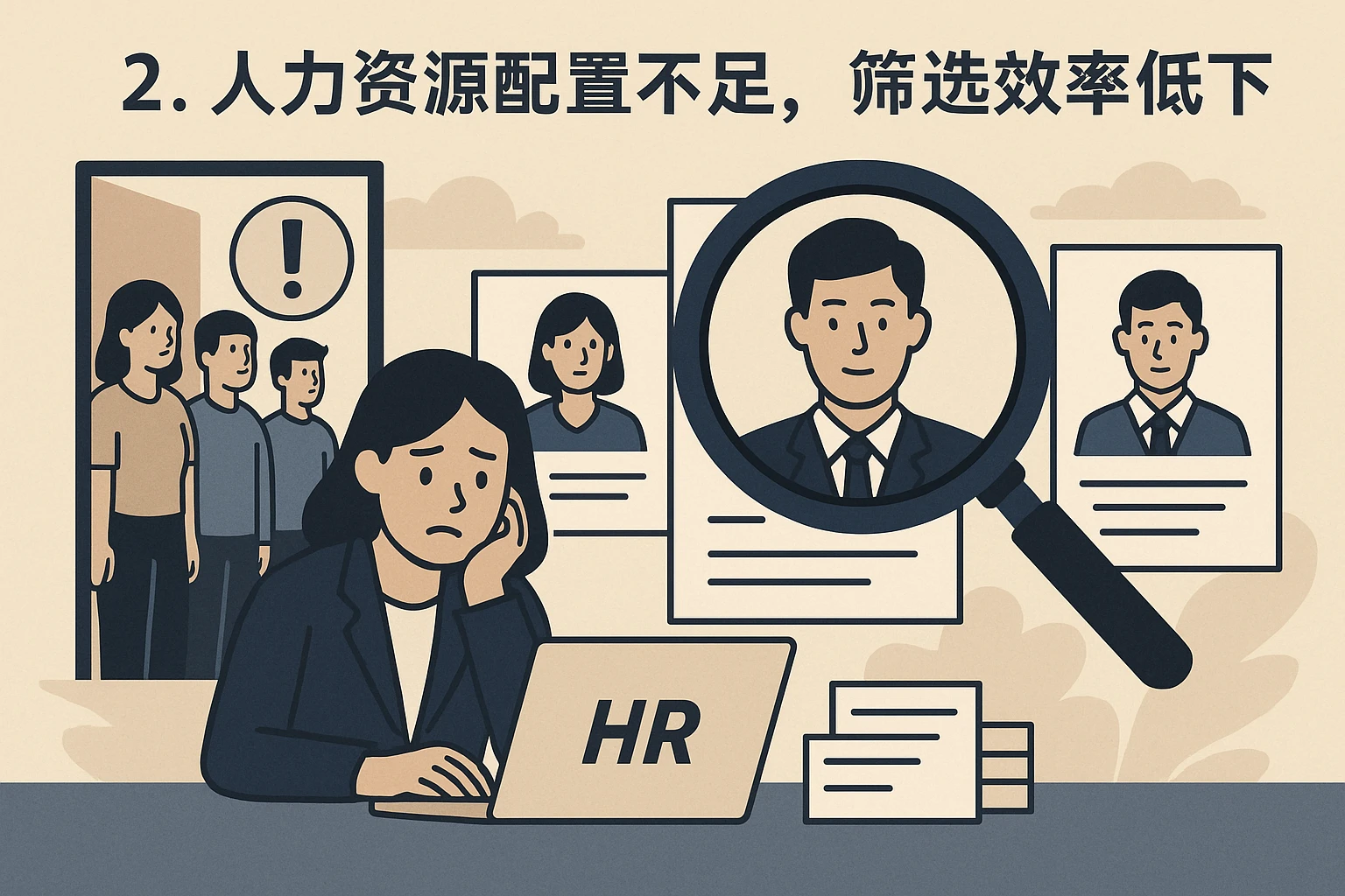 2. 人力资源配置不足，筛选效率低下