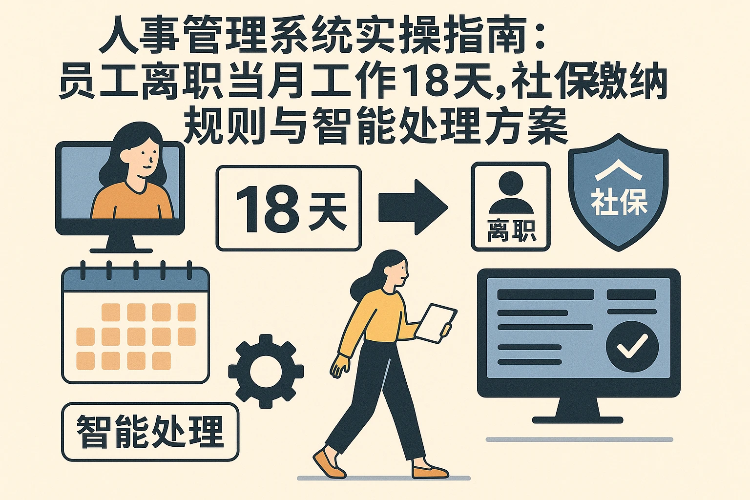人事管理系统实操指南：员工离职当月工作18天，社保缴纳规则与智能处理方案
