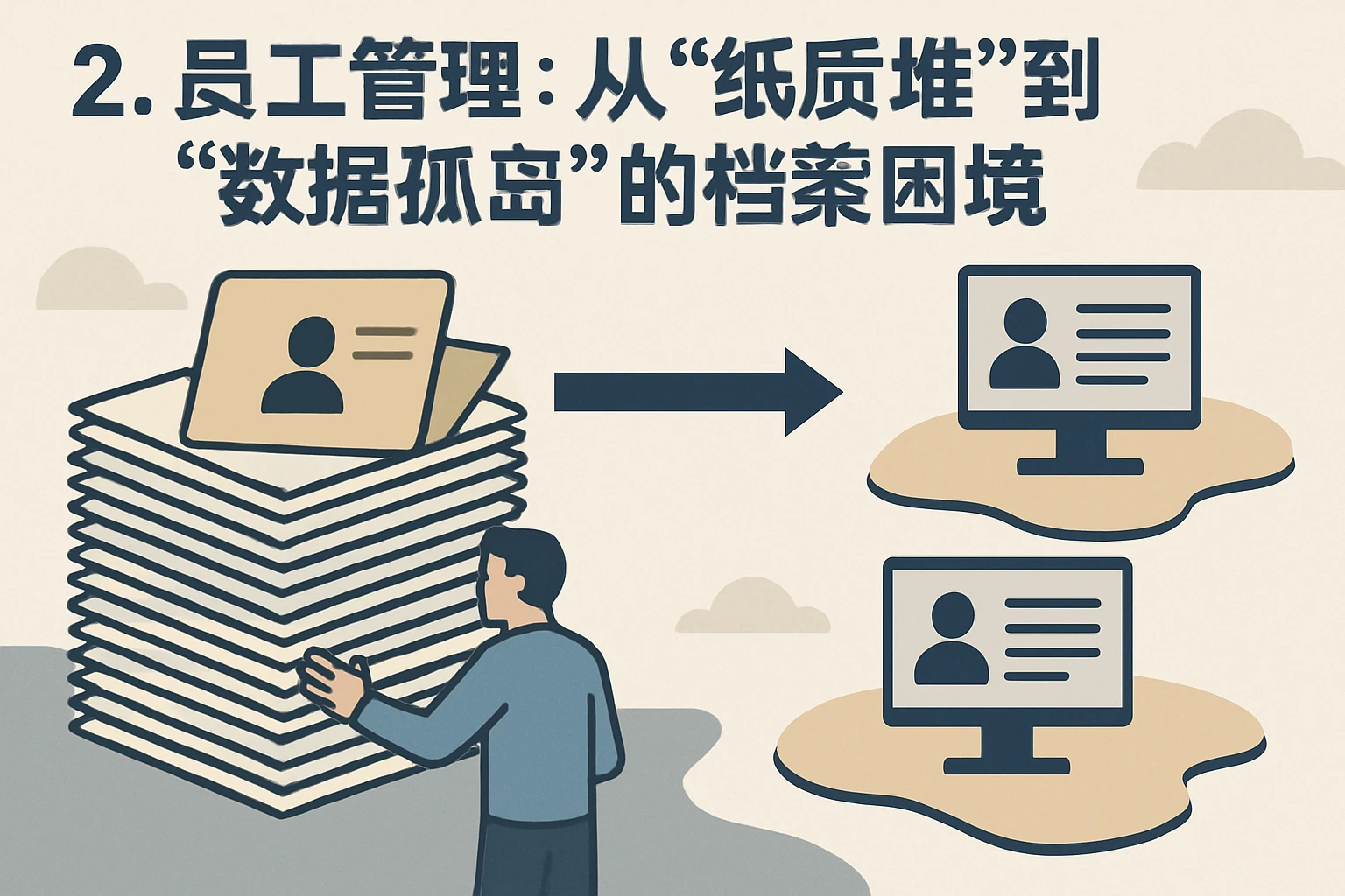 2. 员工管理：从“纸质堆”到“数据孤岛”的档案困境