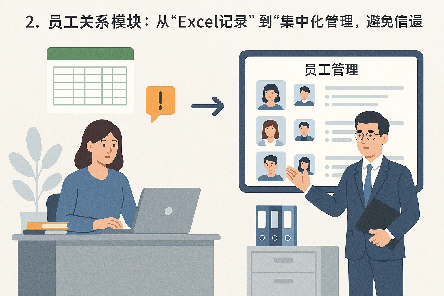 2. 员工关系模块：从“Excel记录”到“集中化管理”，避免信息遗漏