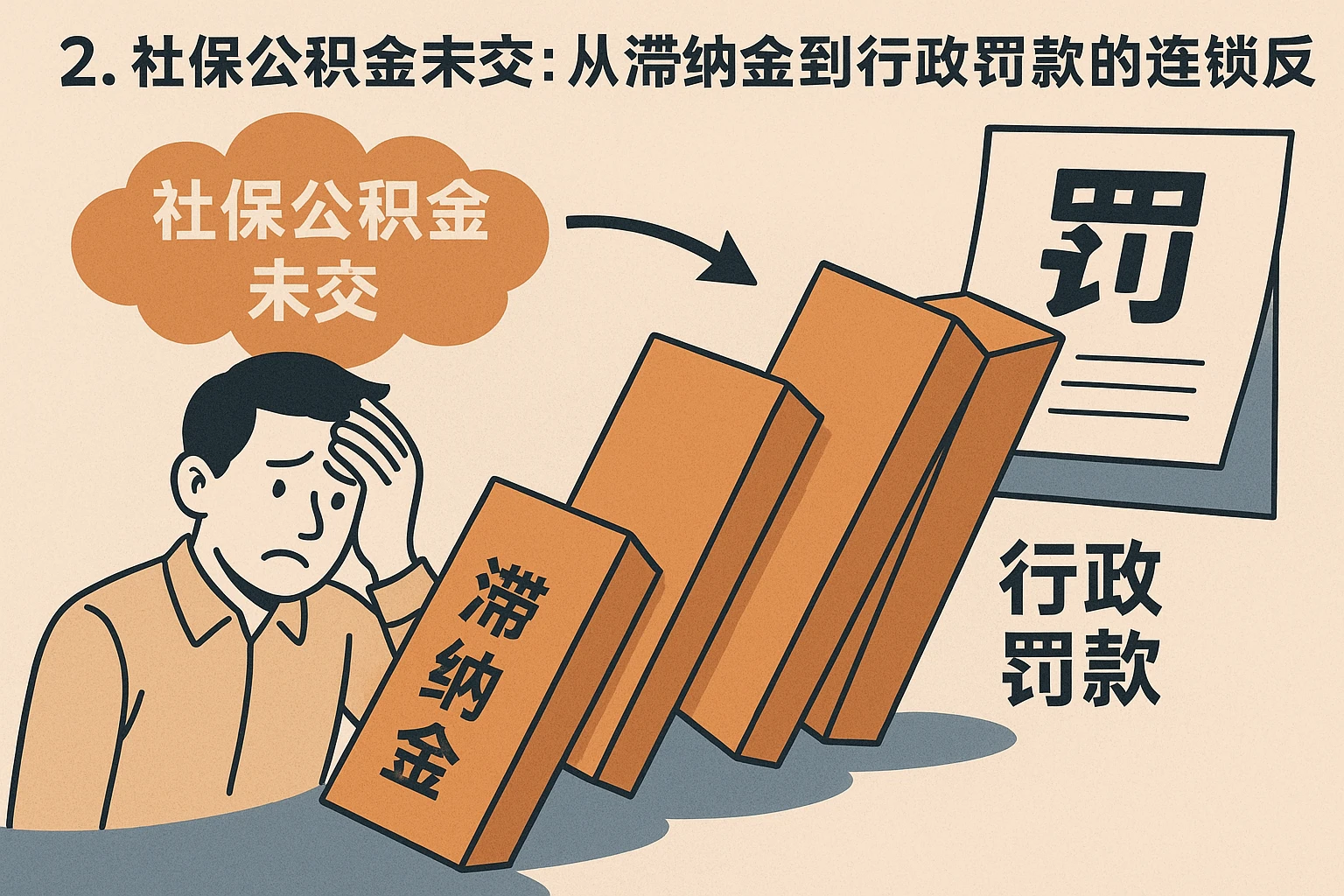 2. 社保公积金未交：从滞纳金到行政罚款的连锁反应