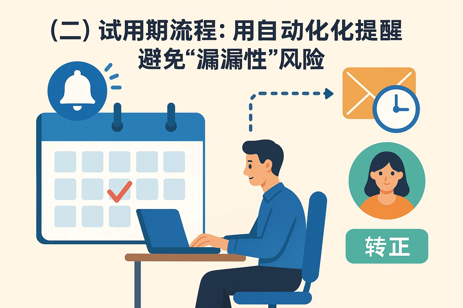 （二）试用期流程：用自动化提醒避免“遗漏性”风险