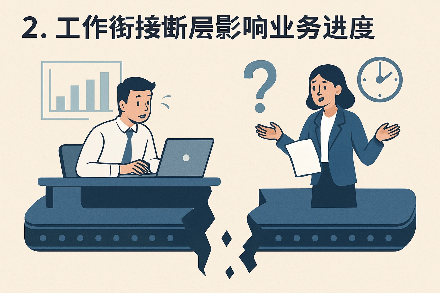 2. 工作衔接断层影响业务进度