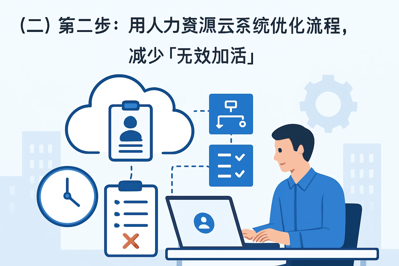（二）第二步：用人力资源云系统优化流程，减少「无效加活」