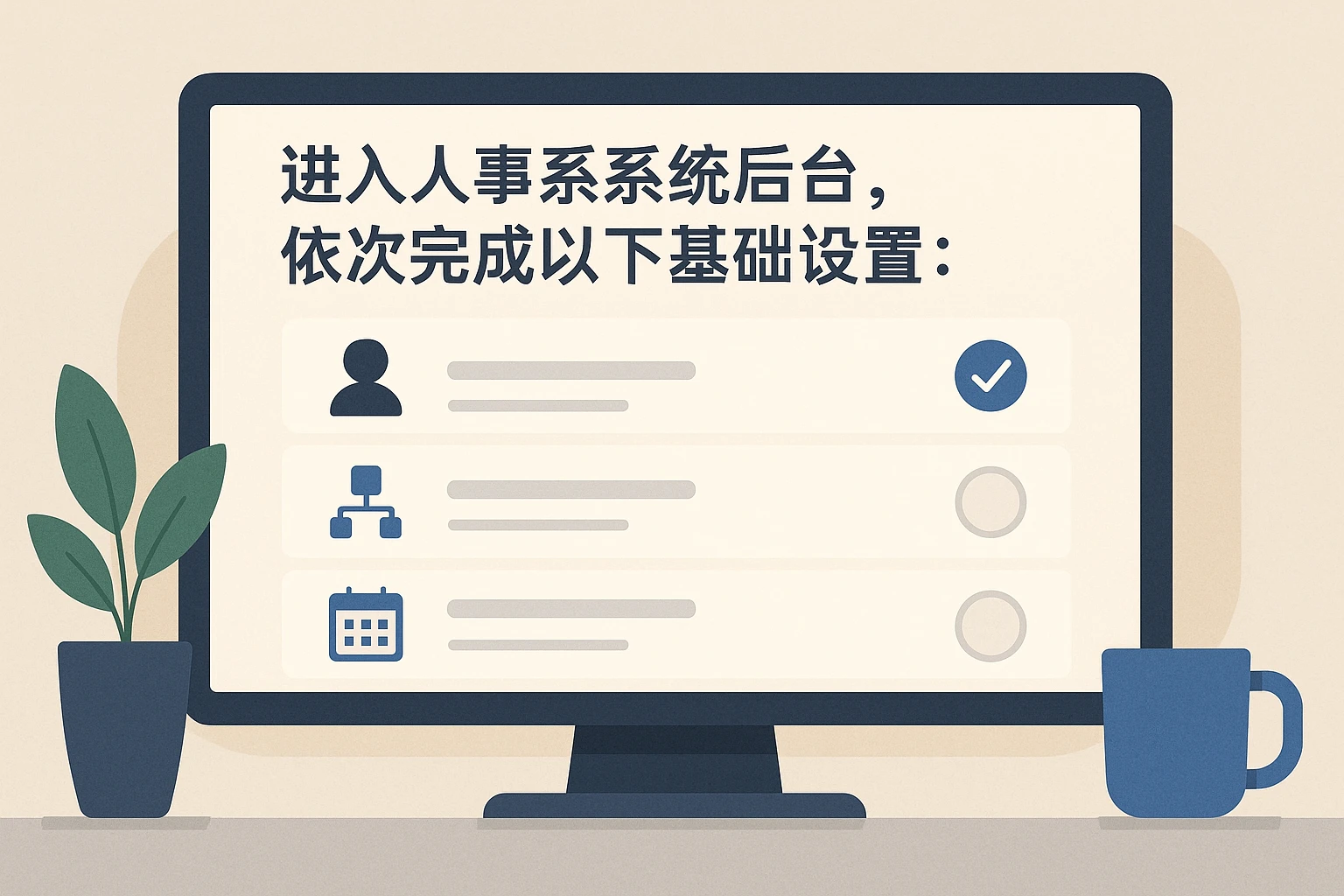 进入人事系统后台，依次完成以下基础设置：