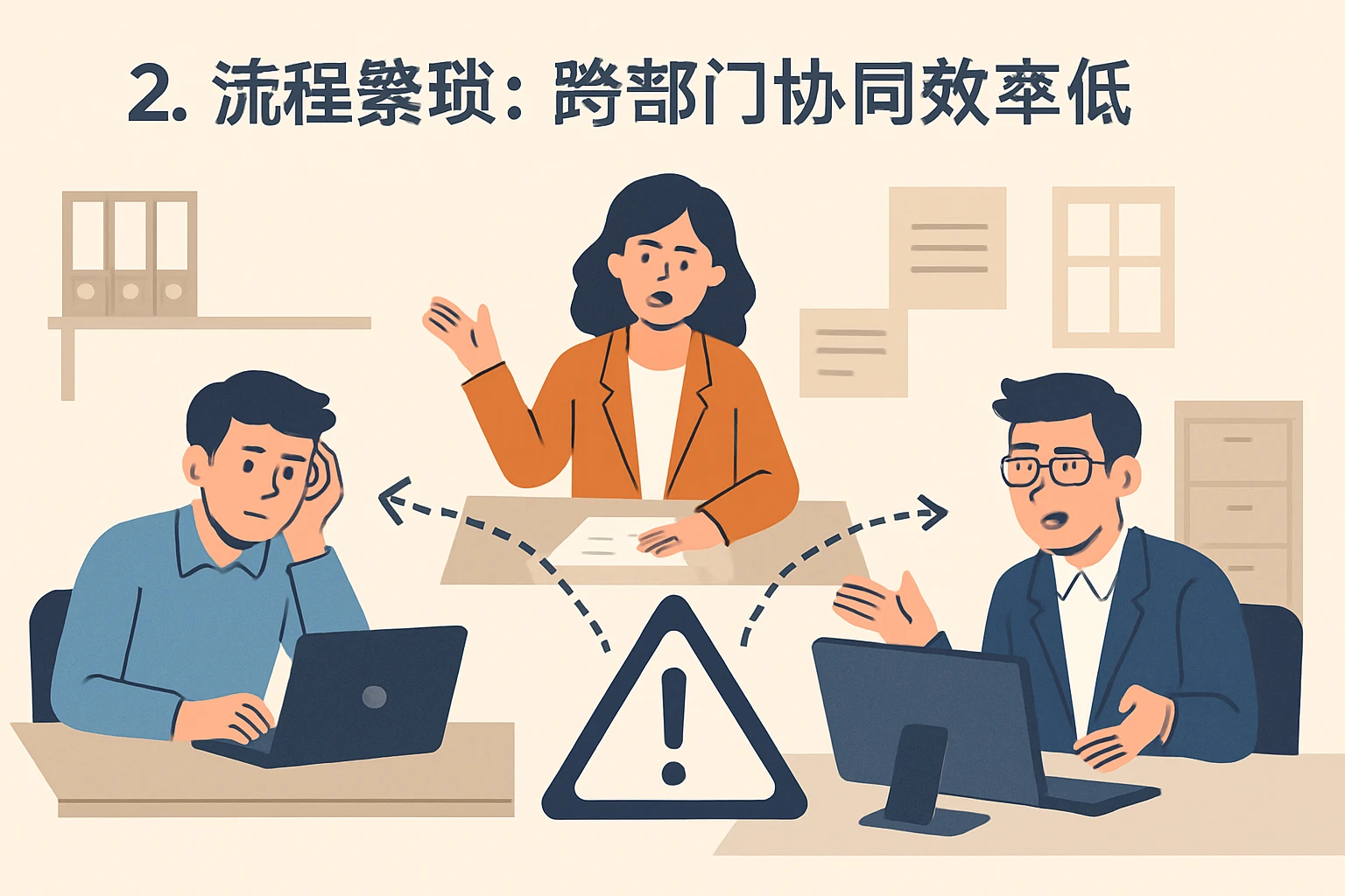 2. 流程繁琐：跨部门协同效率低