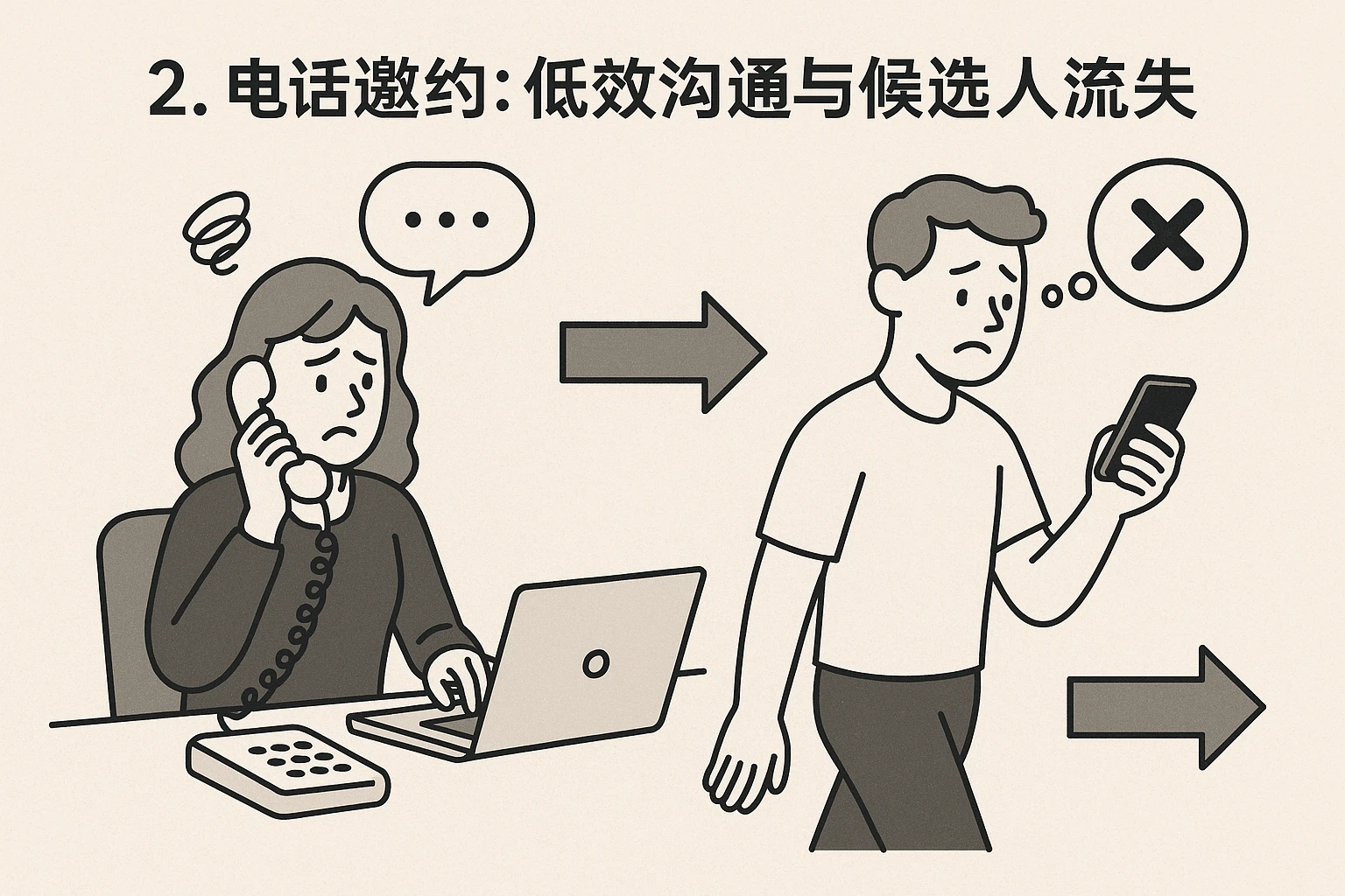 2. 电话邀约：低效沟通与候选人流失