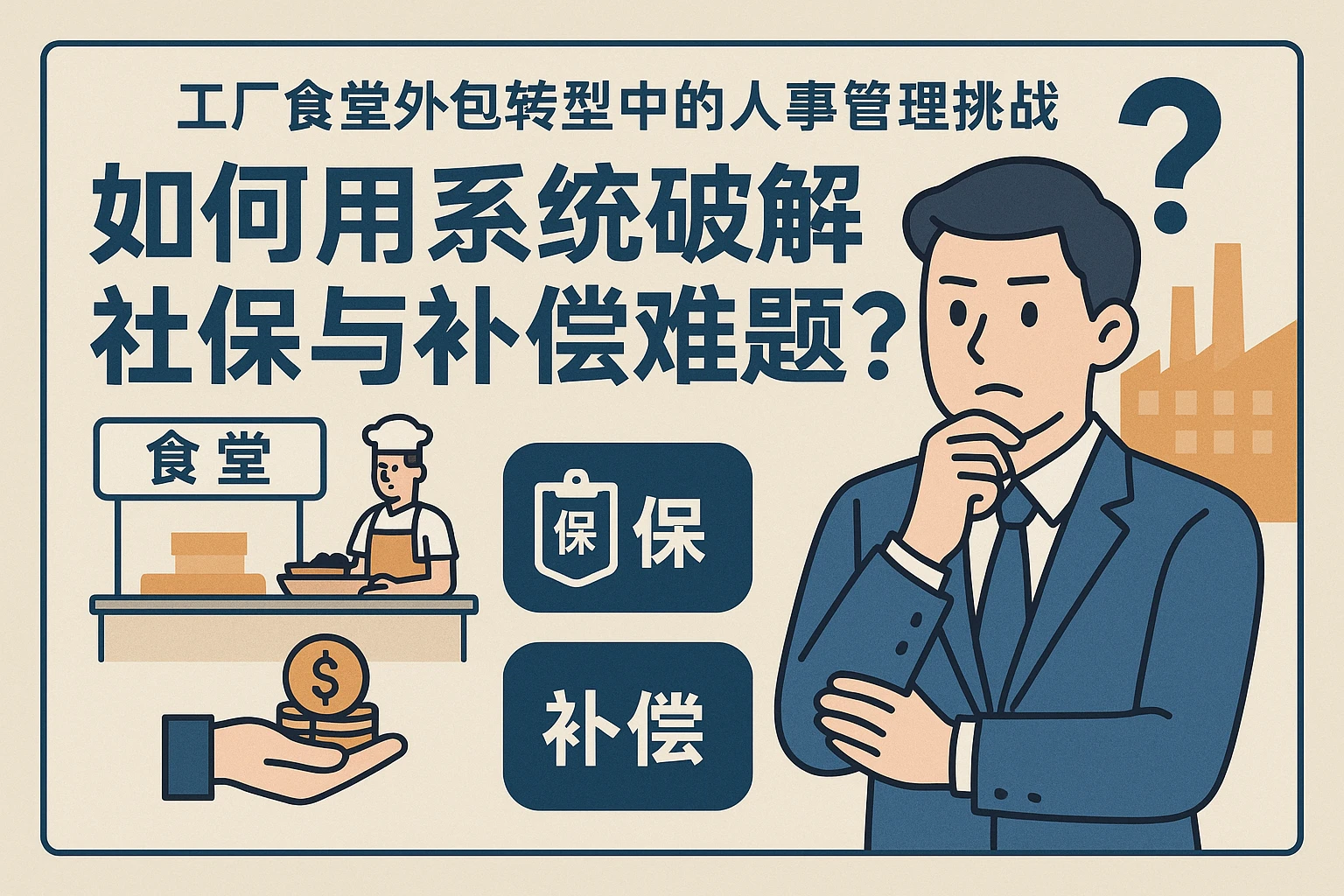 工厂食堂外包转型中的人事管理挑战：如何用系统破解社保与补偿难题？