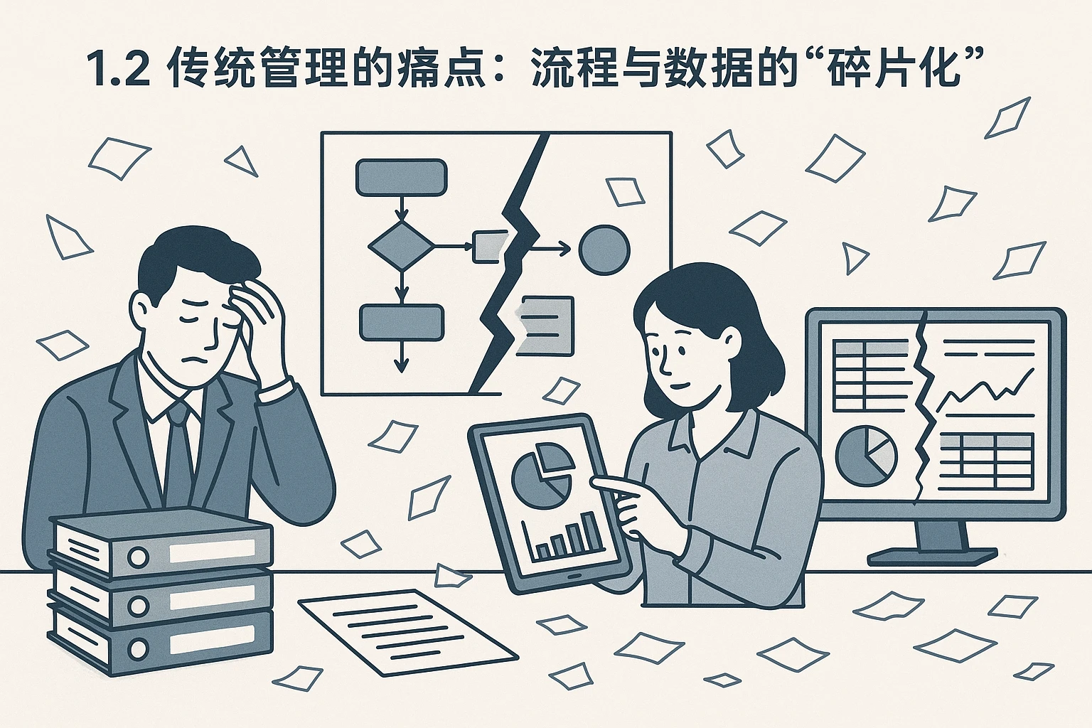 1.2 传统管理的痛点：流程与数据的“碎片化”