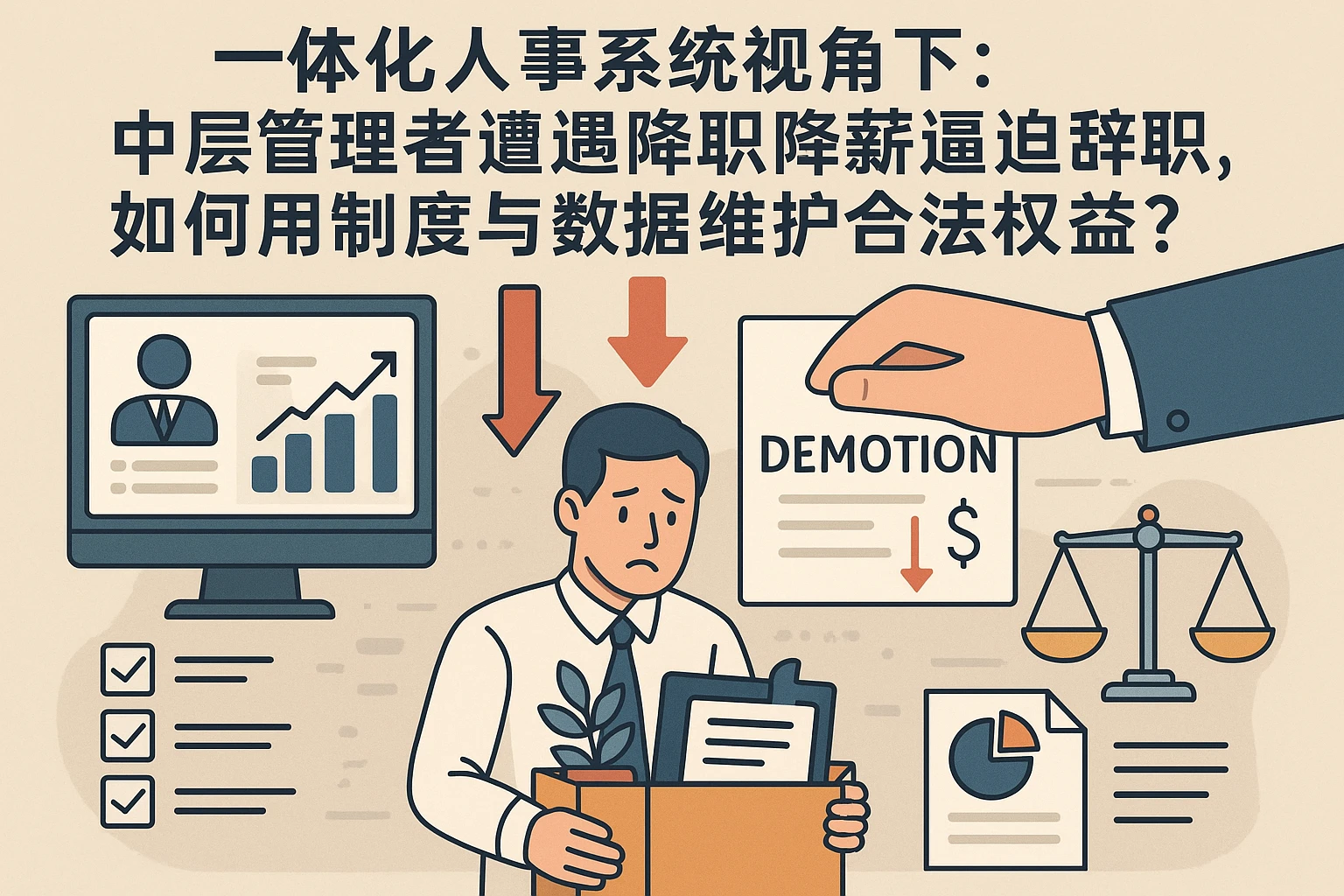 一体化人事系统视角下：中层管理者遭遇降职降薪逼迫辞职，如何用制度与数据维护合法权益？