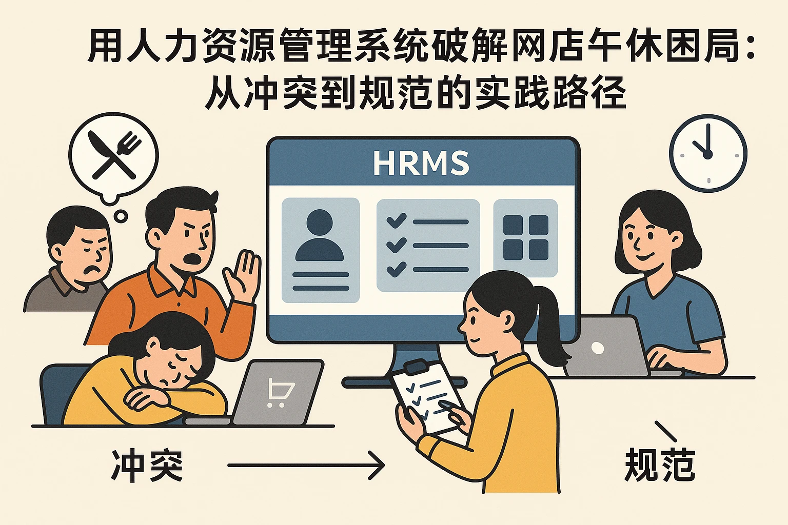 用人力资源管理系统破解网店午休困局：从冲突到规范的实践路径