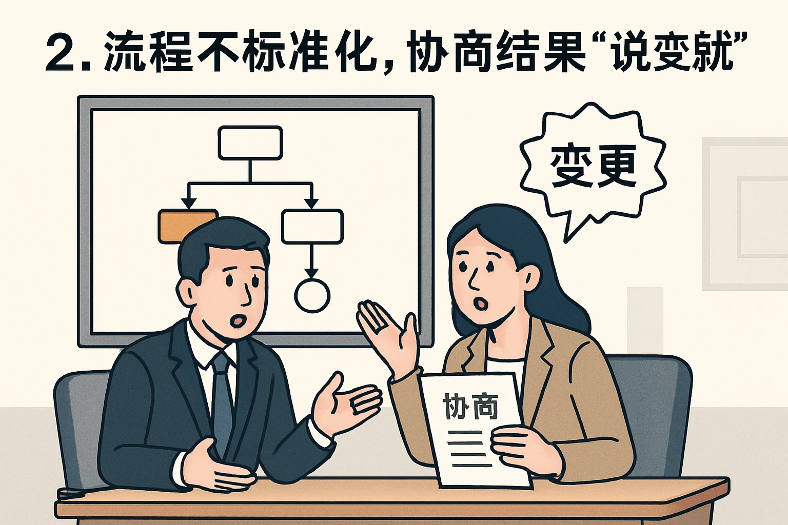 2. 流程不标准化，协商结果“说变就变”