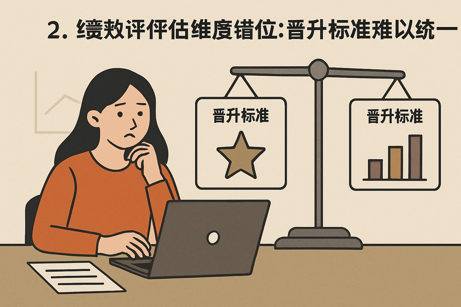 2. 绩效评估维度错位：晋升标准难以统一