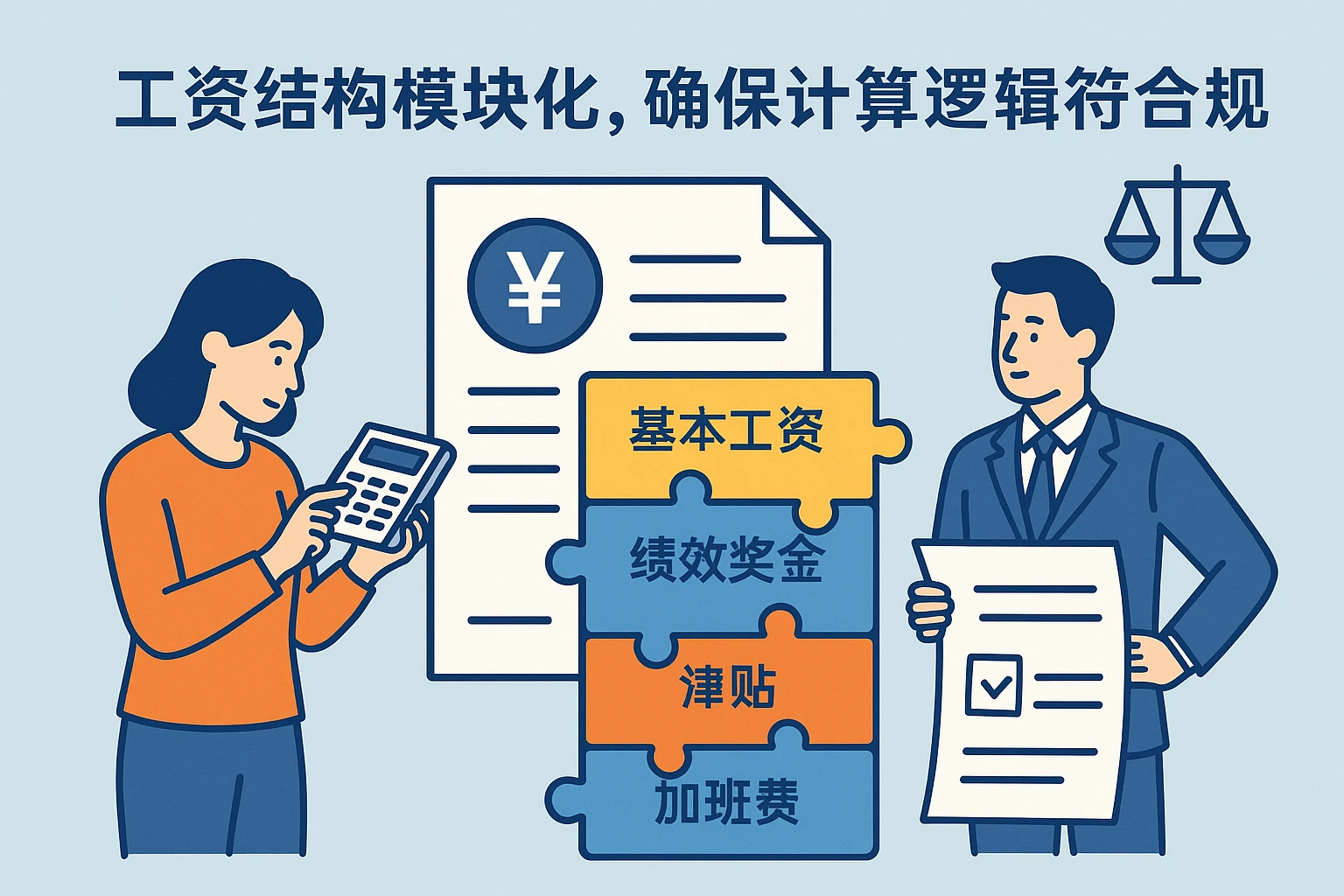 2. 工资结构模块化，确保计算逻辑符合法规