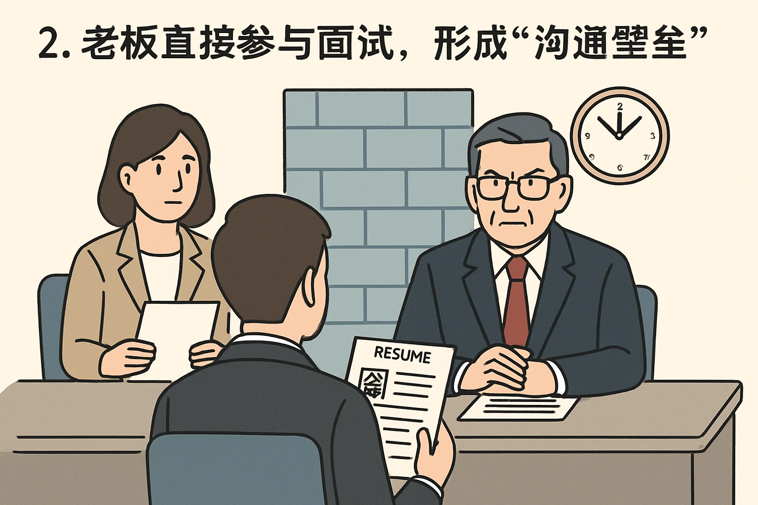 2. 老板直接参与面试，形成“沟通壁垒”