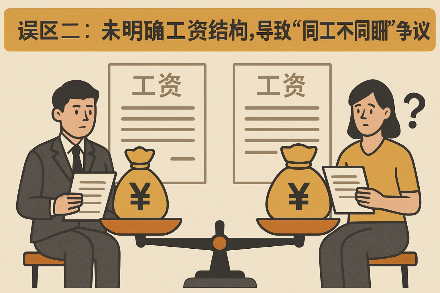 2. 误区二：未明确工资结构，导致“同工不同酬”争议