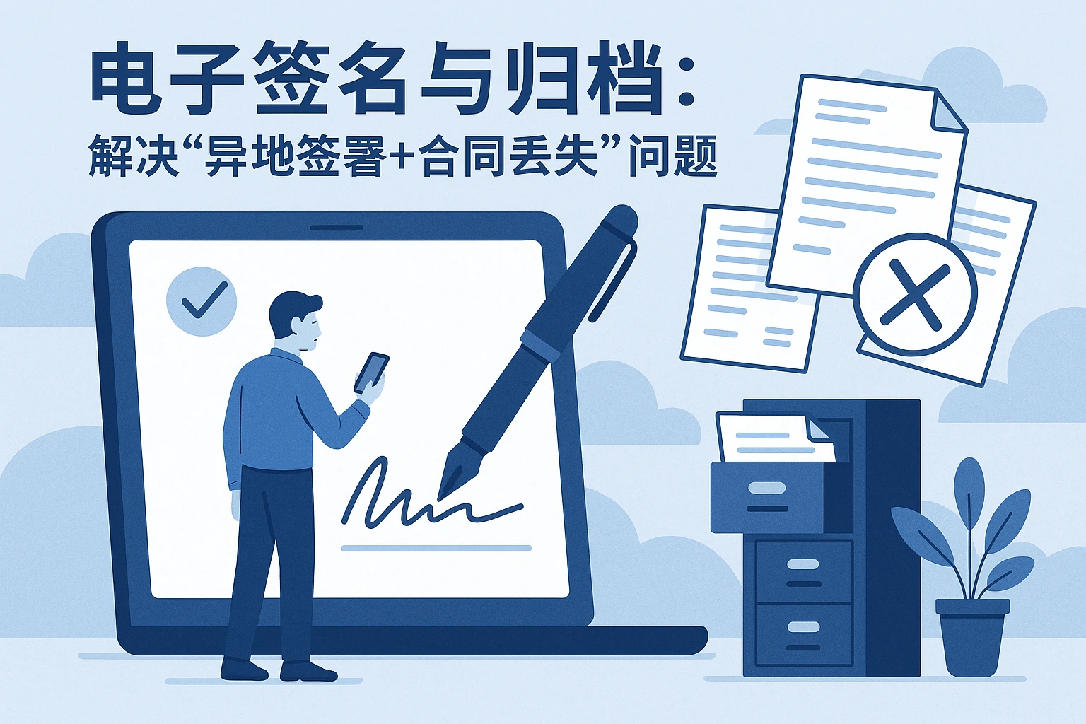 2. 电子签名与归档：解决“异地签署+合同丢失”问题