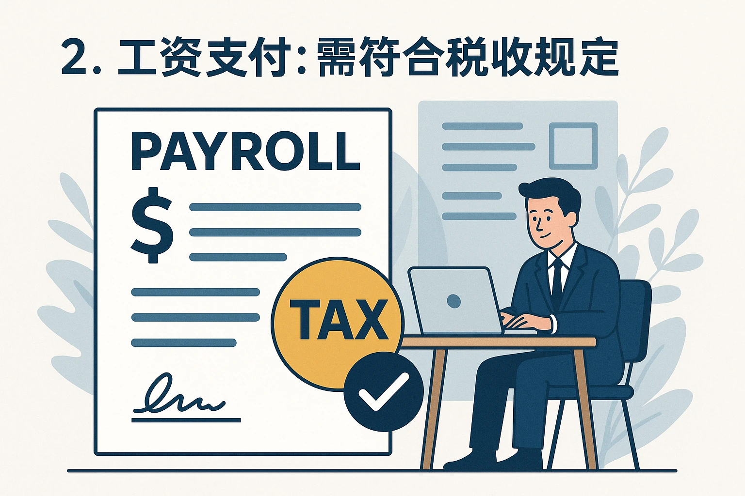 2. 工资支付：需符合税收规定