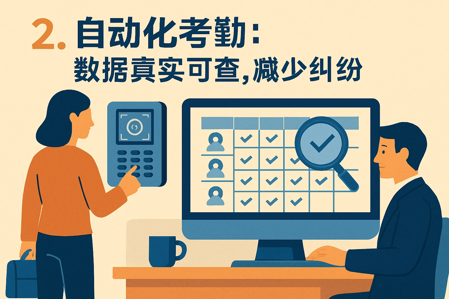 2. 自动化考勤：数据真实可查，减少纠纷