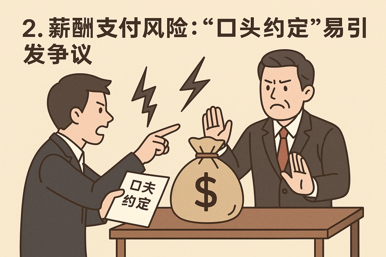 2. 薪酬支付风险：“口头约定”易引发争议