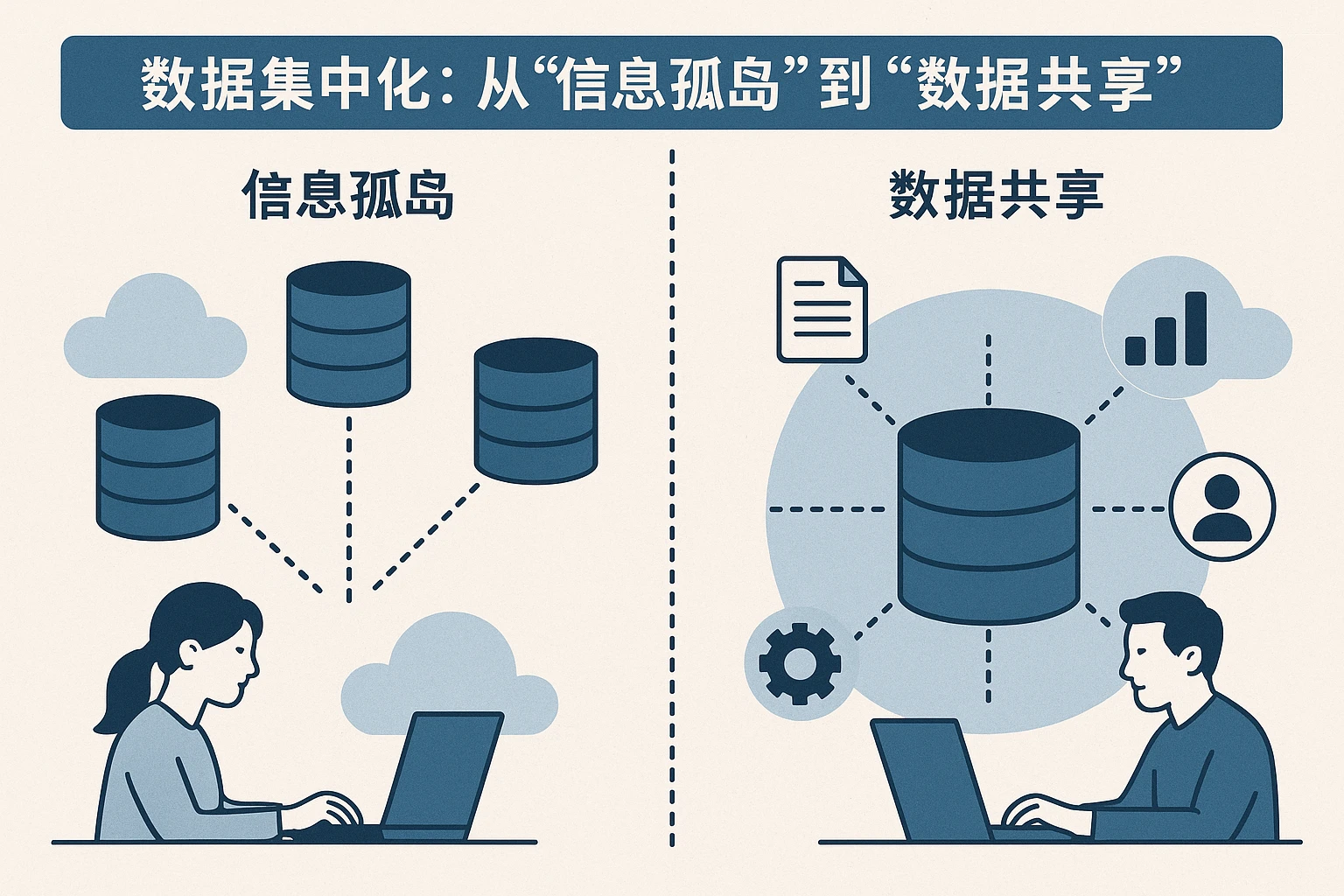 2. 数据集中化：从“信息孤岛”到“数据共享”