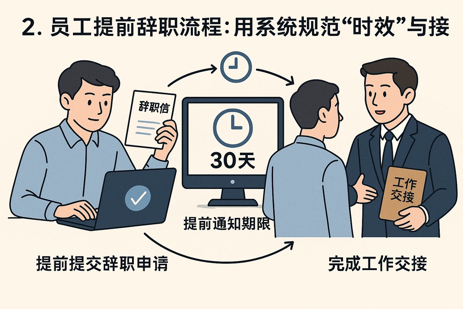 2. 员工提前辞职流程：用系统规范“时效”与“交接”