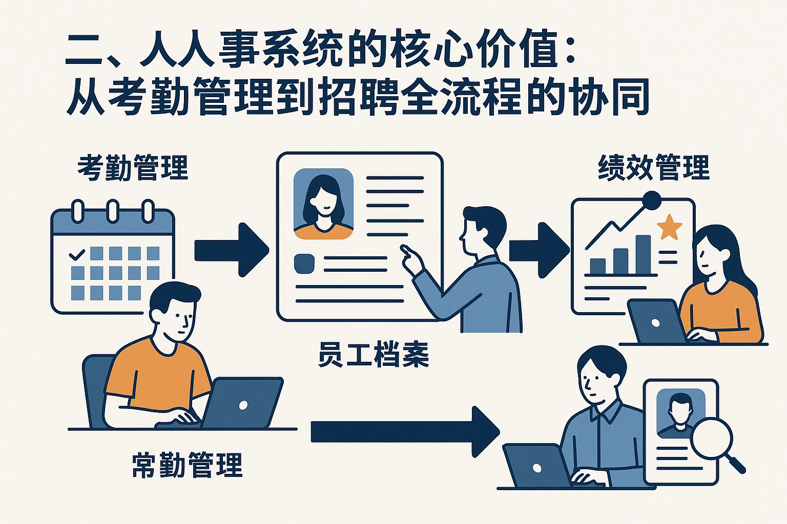 二、人事系统的核心价值：从考勤管理到招聘全流程的协同