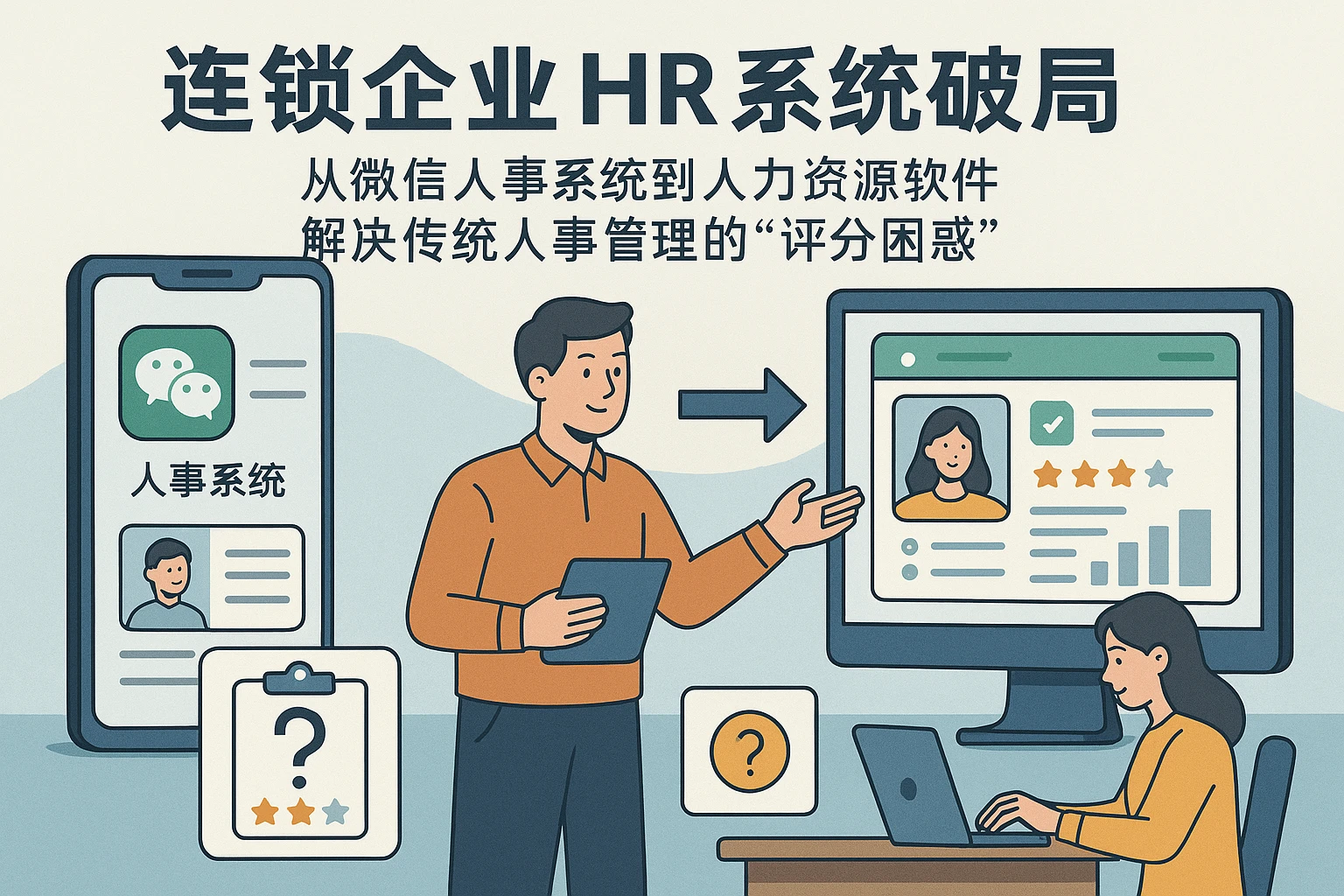 连锁企业HR系统破局：从微信人事系统到人力资源软件，解决传统人事管理的“评分困惑”