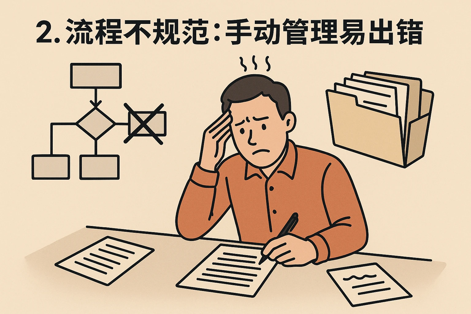 2. 流程不规范：手动管理易出错