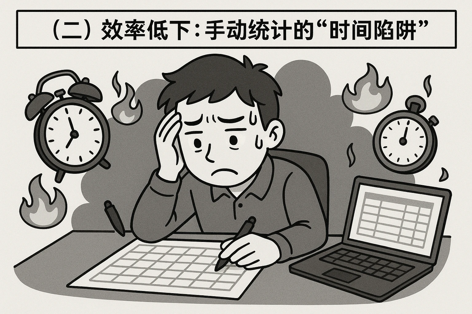 （二）效率低下：手动统计的“时间陷阱”