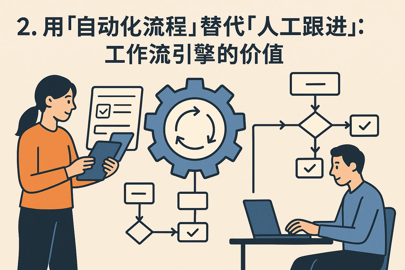 2. 用“自动化流程”替代“人工跟进”：工作流引擎的价值