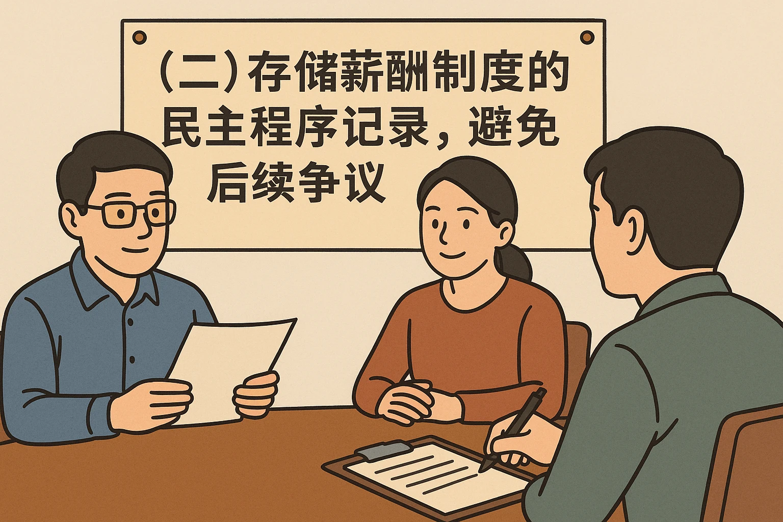 （二）存储薪酬制度的民主程序记录，避免后续争议