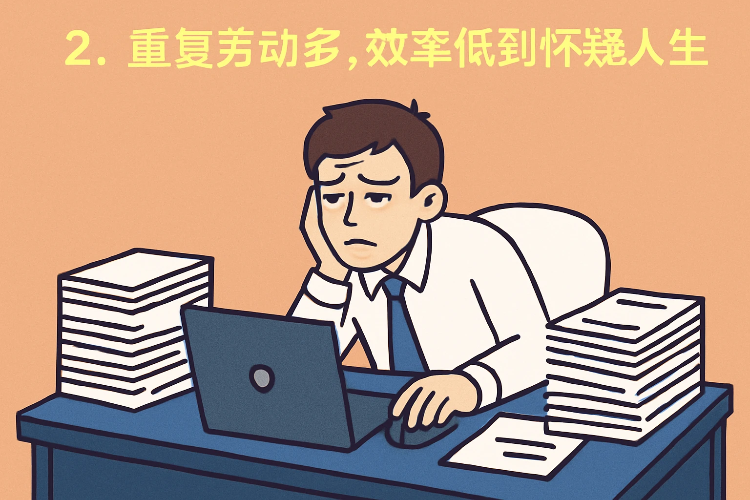 2. 重复劳动多，效率低到怀疑人生