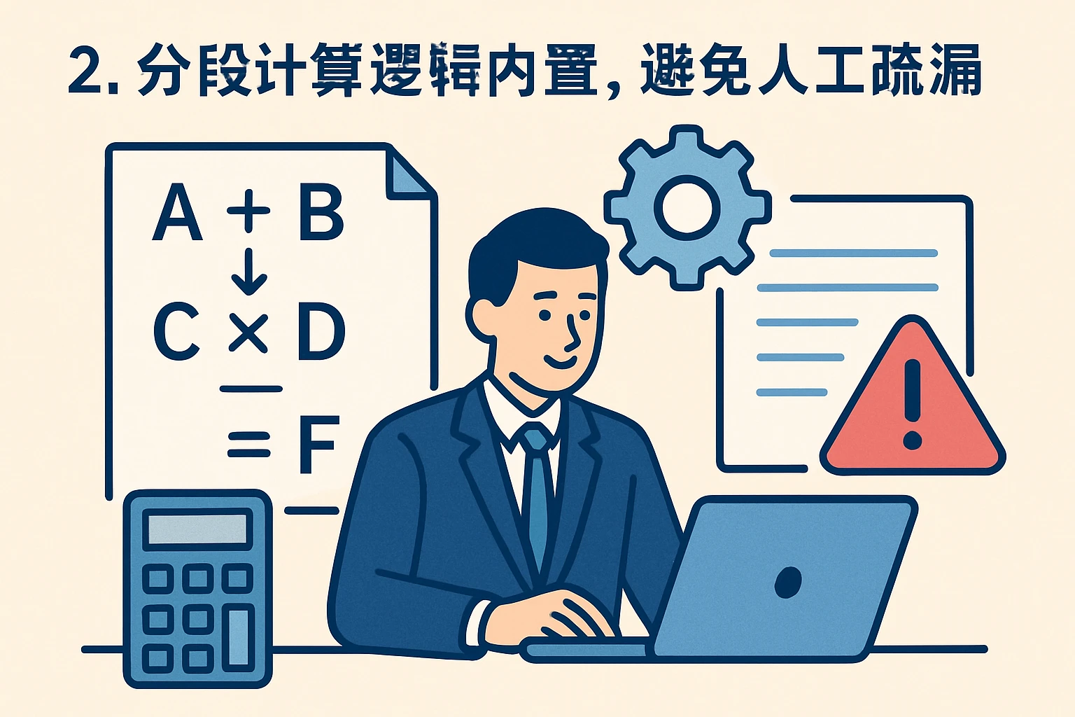 2. 分段计算逻辑内置，避免人工疏漏
