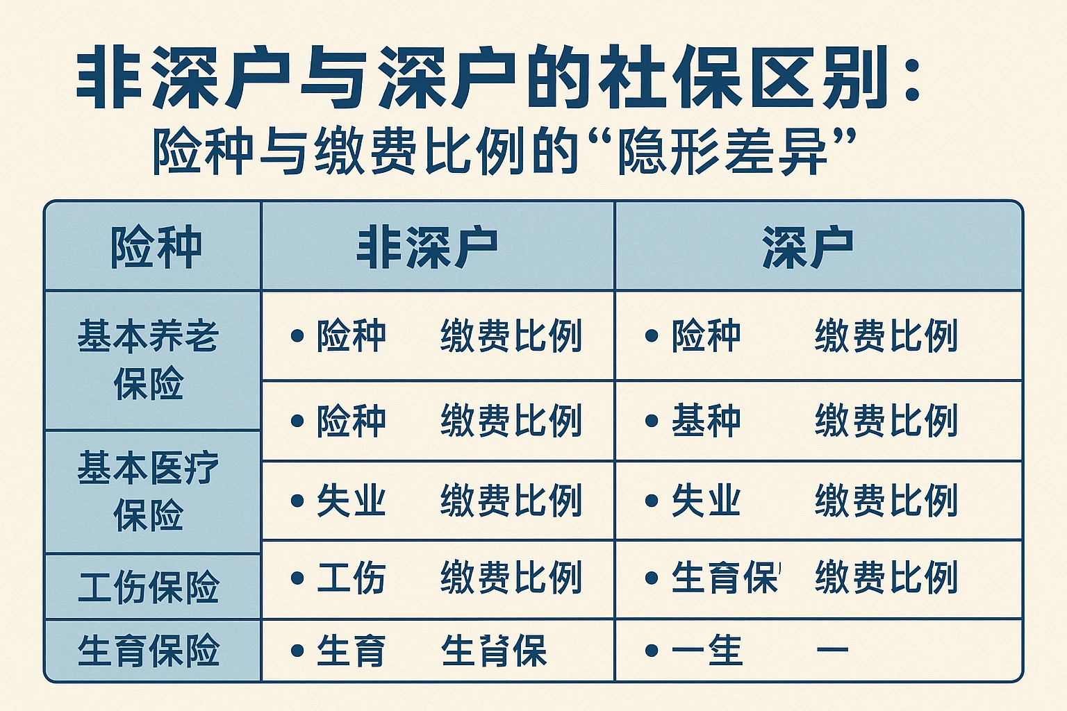 2. 非深户与深户的社保区别：险种与缴费比例的“隐形差异”